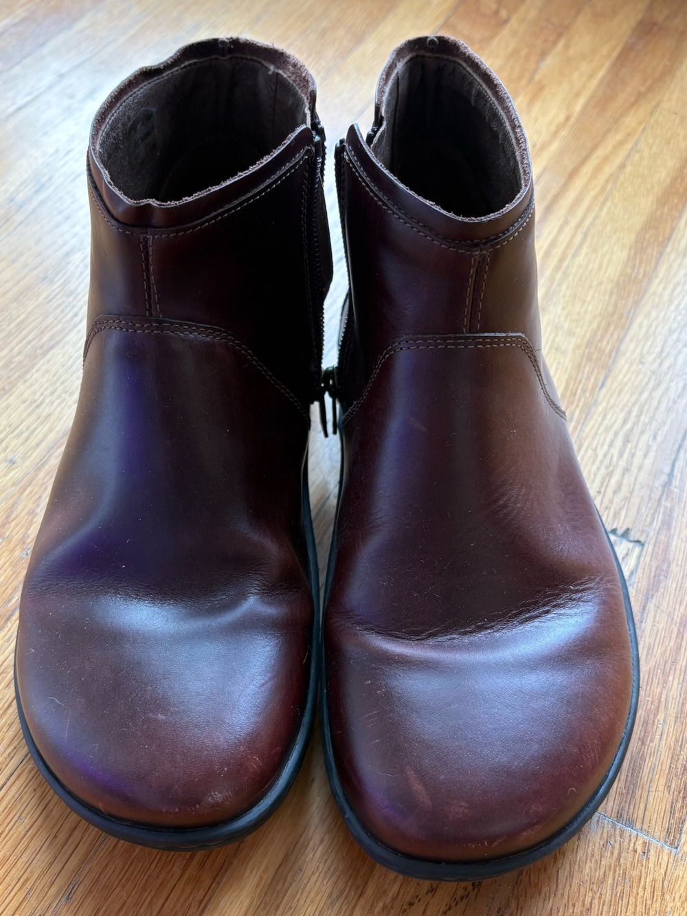 Birkenstock Brown Leather Zip Ankle Boots, no insole, but barely worn, size 39